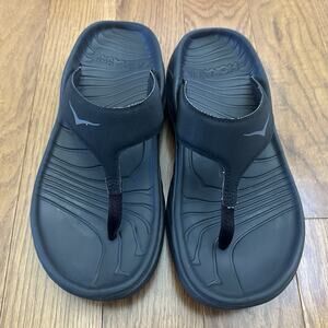 Hoka One One Ora Recovery Flip Flops Black Comfort Thong Sandals Women's Size 10